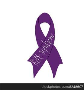 Rett Syndrome Awareness Month October handwritten lettering and purple support ribbon. Web banner vector template art. Rett Syndrome Awareness Month October handwritten lettering and purple support ribbon. Web banner vector template