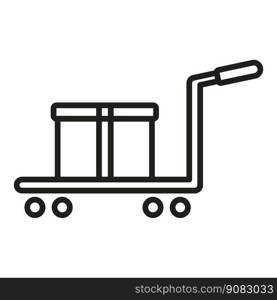 Return box cart icon outline vector. Parcel product. Business cargo. Return box cart icon outline vector. Parcel product