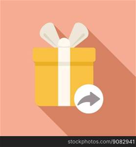 Return gift box icon flat vector. Product delivery. Store retail. Return gift box icon flat vector. Product delivery