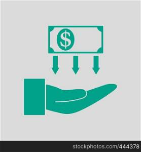 Return Investment Icon. Green on Gray Background. Vector Illustration.
