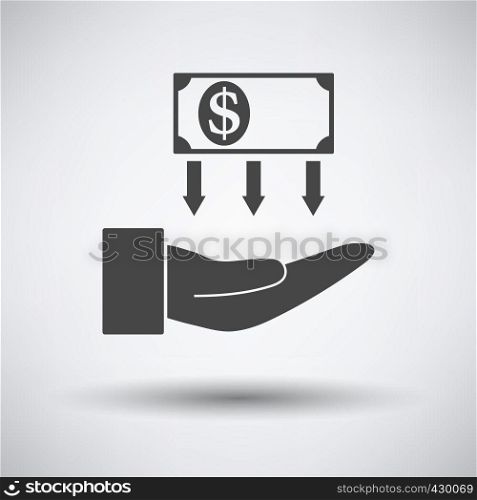 Return Investment Icon on gray background, round shadow. Vector illustration.