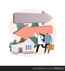 Return migration abstract concept vector illustration. Return of travelers, repatriation grant, circular migration, coming back, moving abroad, flying home, arrival at airport abstract metaphor.. Return migration abstract concept vector illustration.