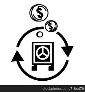 Return money safe icon. Simple illustration of return money safe vector icon for web design isolated on white background. Return money safe icon, simple style