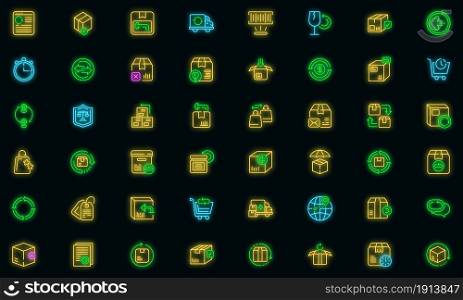 Return of goods icon. Outline return of goods vector icon neon color on black. Return of goods icon, outline style