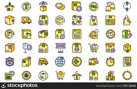 Return of goods icon. Outline return of goods vector icon thin line color flat isolated on white. Return of goods icon, outline style