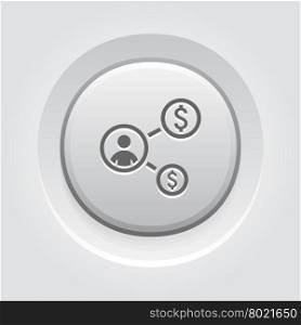 Return on Investment Icon. Business Concept. Return on Investment Icon. Business Concept. Grey Button Design