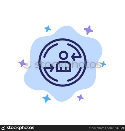 Returning, Visitor, Digital, Marketing Blue Icon on Abstract Cloud Background
