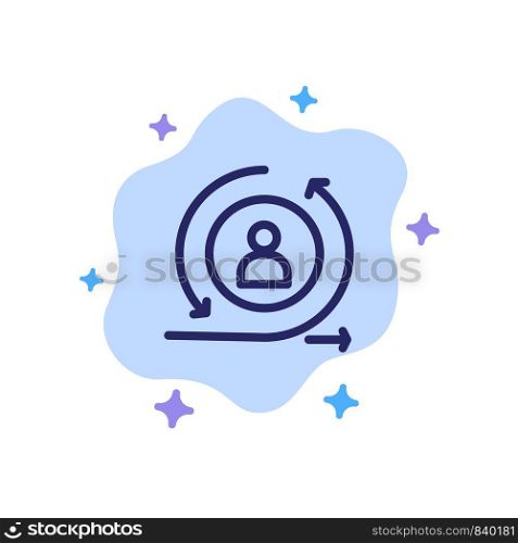 Returning, Visitor, Returning Visitor, Digital Blue Icon on Abstract Cloud Background
