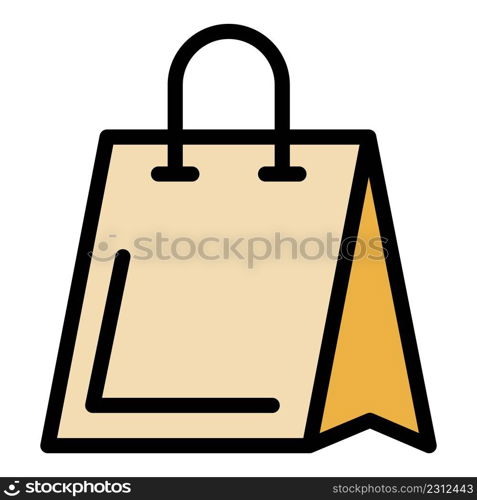 Reusable eco bag icon. Outline reusable eco bag vector icon color flat isolated. Reusable eco bag icon color outline vector