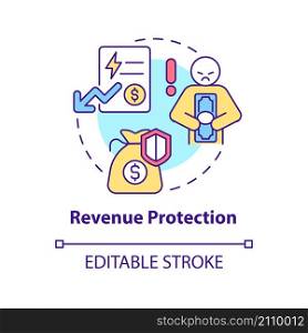 Revenue protection concept icon. Smart grids customers payment control abstract idea thin line illustration. Isolated outline drawing. Editable stroke. Roboto-Medium, Myriad Pro-Bold fonts used. Revenue protection concept icon
