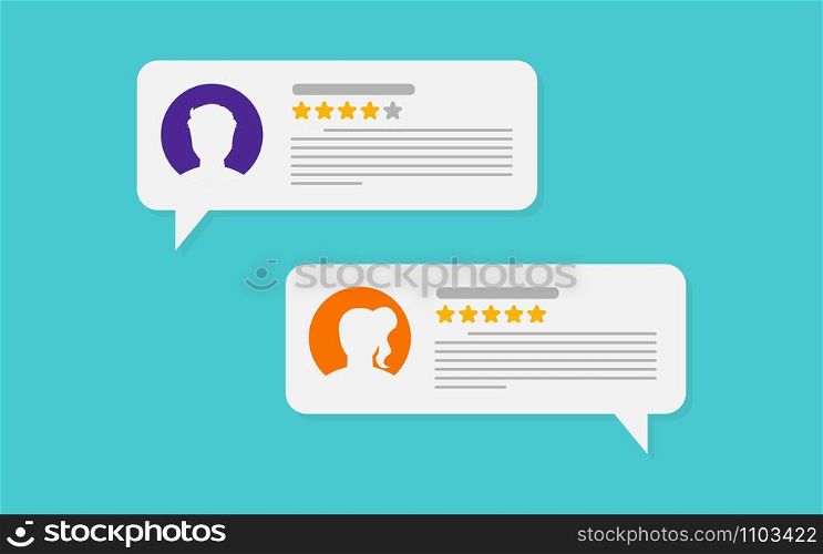 review bubble communication in flat style, vector illustration. review bubble in flat style, vector illustration