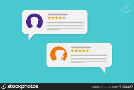 review bubble communication in flat style, vector illustration. review bubble in flat style, vector illustration