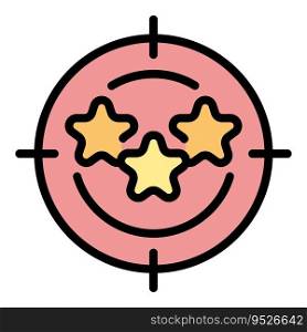 Review target icon outline vector. Online report. Business service color flat. Review target icon vector flat