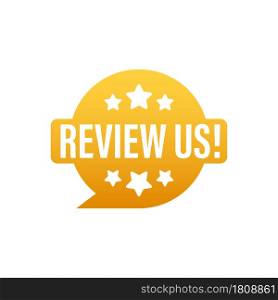 Review us User rating concept. Review and rate us stars. Business concept. Vector illustration.. Review us User rating concept. Review and rate us stars. Business concept. Vector illustration