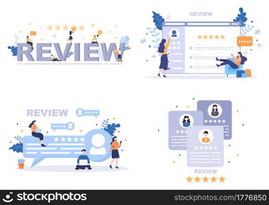 Review Vector Illustration Customer Giving Star with Good or Bad Rate From Feedback, Testimonial, Notification and User Experience Concept