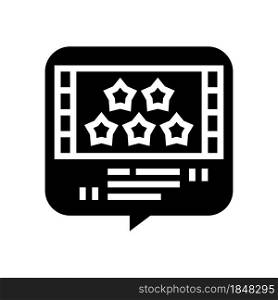 reviews movie glyph icon vector. reviews movie sign. isolated contour symbol black illustration. reviews movie glyph icon vector illustration