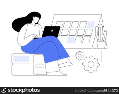Revision week abstract concept vector illustration. Effective revision, timetables and planning, reading period, exam week, learn everything, student in library, writing notes abstract metaphor.. Revision week abstract concept vector illustration.