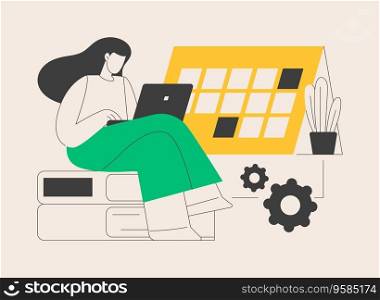 Revision week abstract concept vector illustration. Effective revision, timetables and planning, reading period, exam week, learn everything, student in library, writing notes abstract metaphor.. Revision week abstract concept vector illustration.