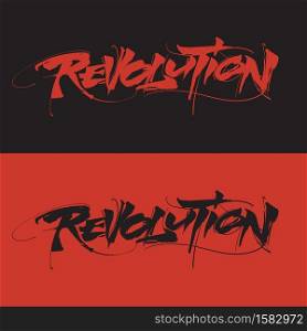 Revolution lettering text. modern calligraphy style vector illustration.