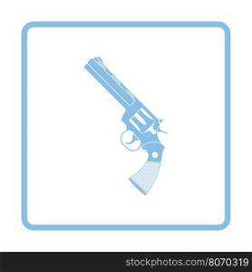 Revolver gun icon. Blue frame design. Vector illustration.