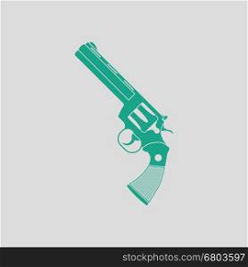 Revolver gun icon. Gray background with green. Vector illustration.