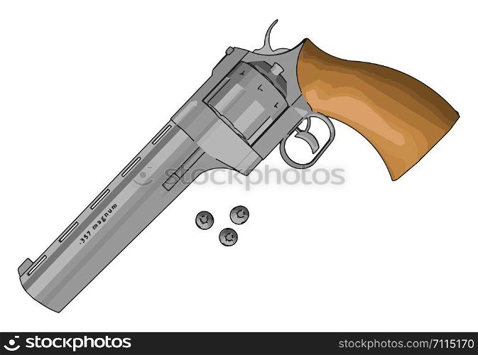 Revolver gun, illustration, vector on white background.