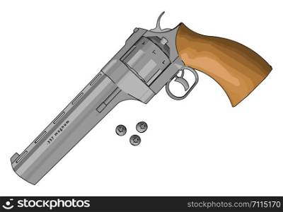 Revolver gun, illustration, vector on white background.