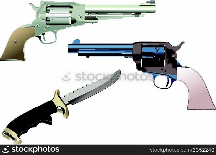 Revolver gun on isolated background. Vector illustration