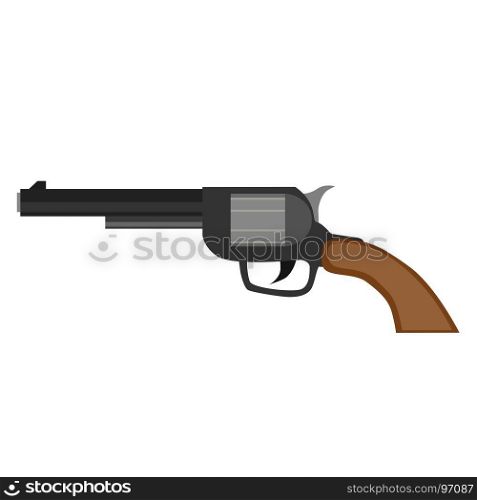 Revolver gun pistol vector vintage handgun weapon illustration white bullet old western icon shooter