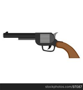 Revolver gun pistol vector vintage handgun weapon illustration white bullet old western icon shooter