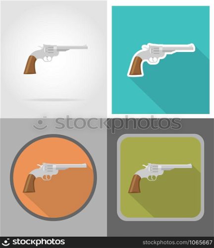 revolver wild west flat icons vector illustration isolated on background