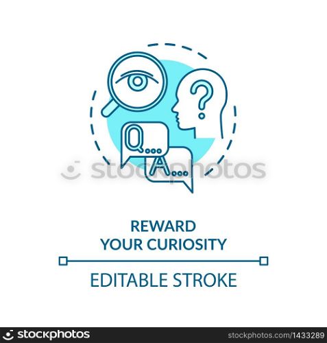Reward your curiosity concept icon. Self motivation, being open to new idea thin line illustration. Personal development, self improvement. Vector isolated outline RGB color drawing. Editable stroke. Reward your curiosity concept icon