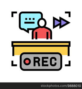 rewind recording news color icon vector. rewind recording news sign. isolated symbol illustration. rewind recording news color icon vector illustration