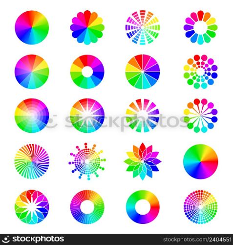 Rgb shapes. Round selective wheels colored circles spectrum waves pallets recent vector illustrations set. Color rgb shape, colour circle. Rgb shapes. Round selective wheels colored circles spectrum waves pallets recent vector illustrations set