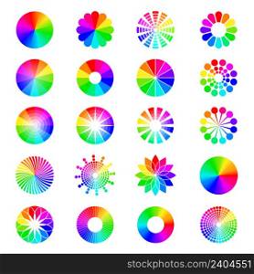 Rgb shapes. Round selective wheels colored circles spectrum waves pallets recent vector illustrations set. Color rgb shape, colour circle. Rgb shapes. Round selective wheels colored circles spectrum waves pallets recent vector illustrations set