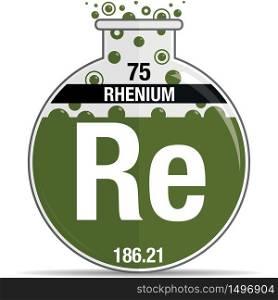 Rhenium symbol on chemical round flask. Element number 75 of the Periodic Table of the Elements - Chemistry. Vector image