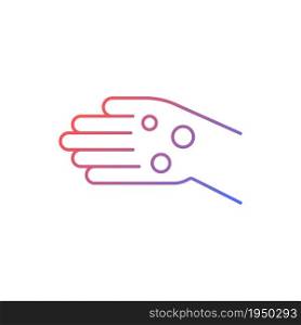 Rheumatoid nodules gradient linear vector icon. Painless masses under skin. Malformations in bone. Firm bumps. Thin line color symbol. Modern style pictogram. Vector isolated outline drawing. Rheumatoid nodules gradient linear vector icon
