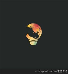 Rhino and Light bulb logo design. Creative rhino logo design template.