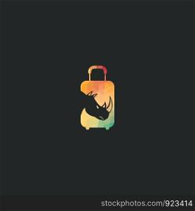 Rhino and travel bag vector logo design.