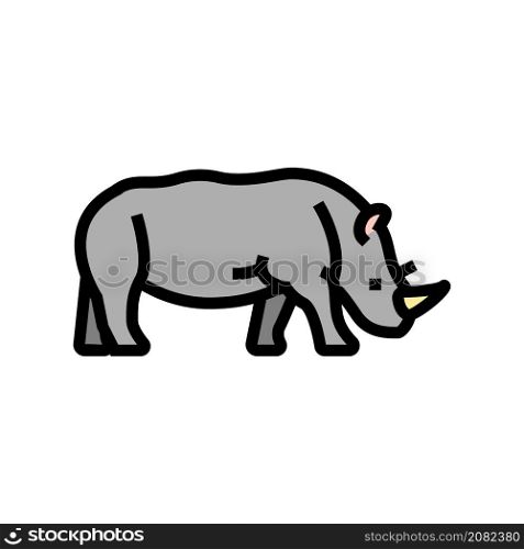 rhino animal in zoo color icon vector. rhino animal in zoo sign. isolated symbol illustration. rhino animal in zoo color icon vector illustration