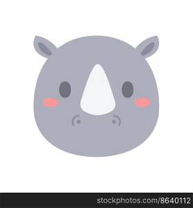 Rhino vector. Cute animal face. design for kids.