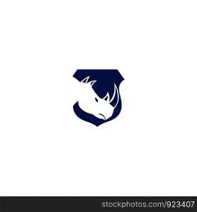 Rhino with shield logo vector design. Rhinos logo for sport club or team. Animal mascot logotype , Vector illustration.