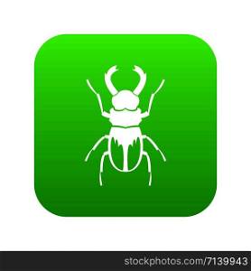 Rhinoceros beetle icon digital green for any design isolated on white vector illustration. Rhinoceros beetle icon digital green