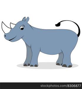 Rhinoceros character animal. Rhino and hippopotamus, rhinoceros isolated. Vector illustration. Rhinoceros character animal