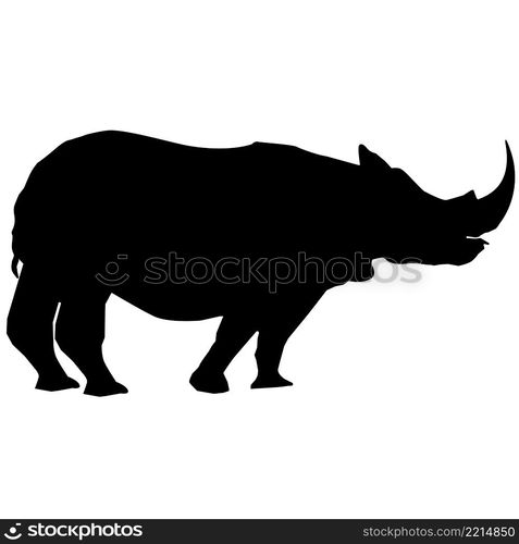 rhinoceros icon on white background. Rhino silhouette. Rhinoceros black sign. flat style.