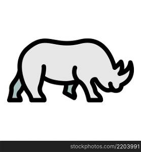 Rhinoceros icon. Outline rhinoceros vector icon color flat isolated. Rhinoceros icon color outline vector