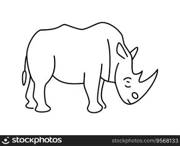 Rhinoceros linear vector icon. Animal world. Rhino, drawing, animal, beast, symbol, image and more. Isolated outline of a rhino on a white background.