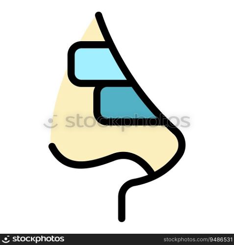 Rhinoplasty nose icon outline vector. Face operation. Body anatomy color flat. Rhinoplasty nose icon vector flat