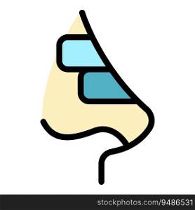 Rhinoplasty nose icon outline vector. Face operation. Body anatomy color flat. Rhinoplasty nose icon vector flat