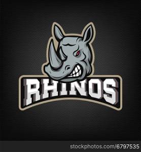 rhinos. sport team emblem. Design element for logo, label, emblem, sign. Vector illustration.